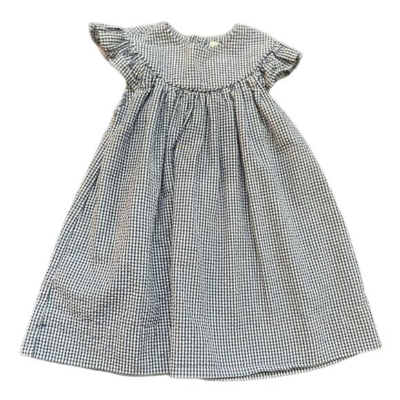 VTG Petit Ami Navy Gingham Ruffle Dress - 24m - Picture 1 of 5